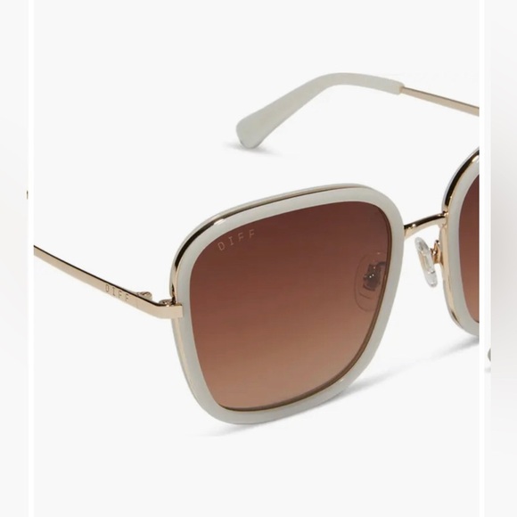 Diff Genevive 57mm cream bone frame brown Gradient lens Square Sunglasses new - Picture 3 of 12